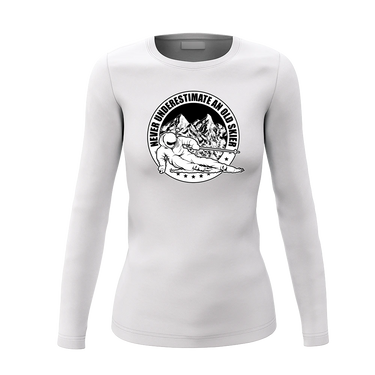 Never Underestimate An Old Skier Women Long Sleeve Shirt
